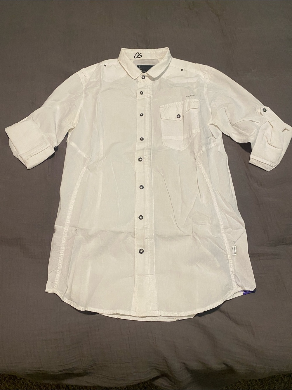 G-Star Men's White Button-Down Casual Shirt